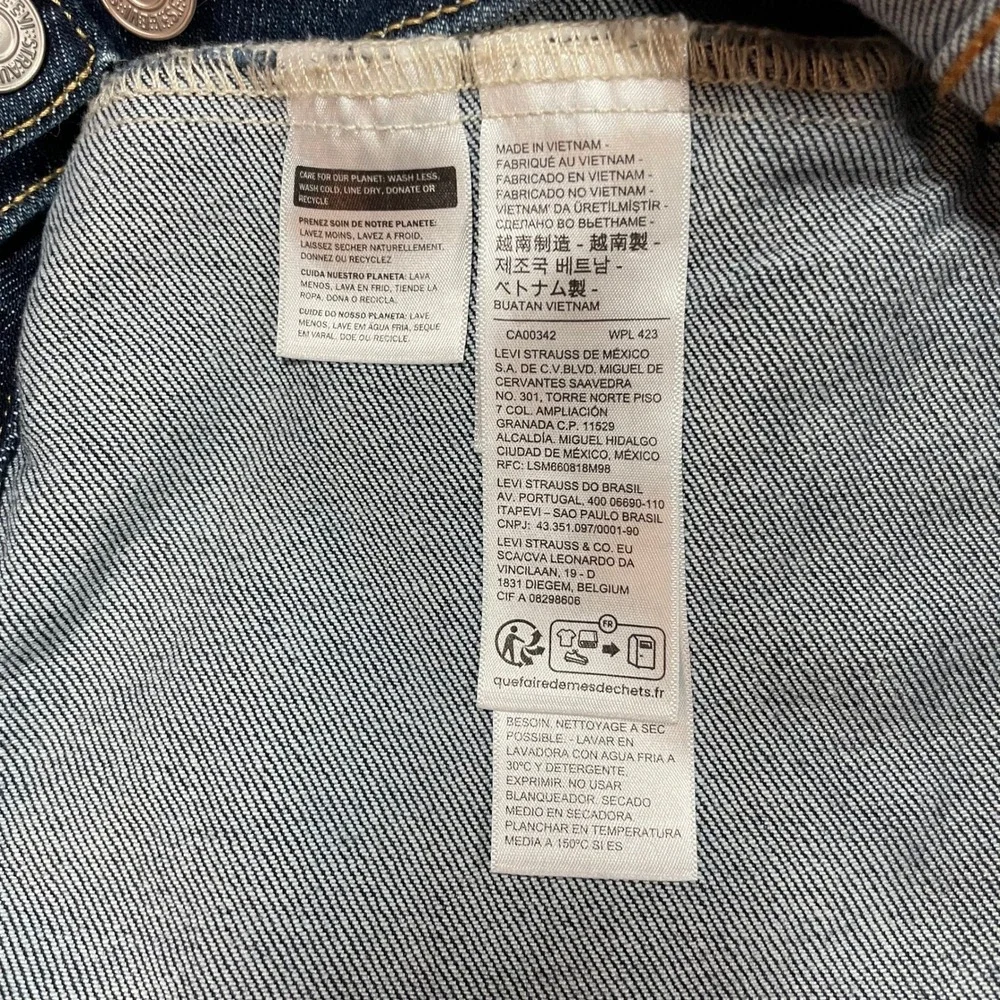 Levi's Denim Jacket Mens Large Dark Wash Blue Standard Trucker 72334-0762 - Picture 6 of 9